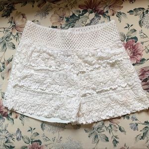 White lace shorts